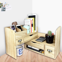 Organisateur de bureau en bois multi-compartiments avec tiroirs pour le rangement au bureau et à la maison