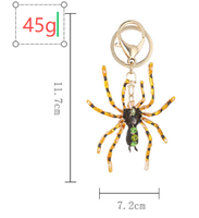 Breloque de sac pour femme en forme d'insecte araignée, style Hip Hop, scintillante, 3D, en métal, avec strass en cristal, porte-clés araignée