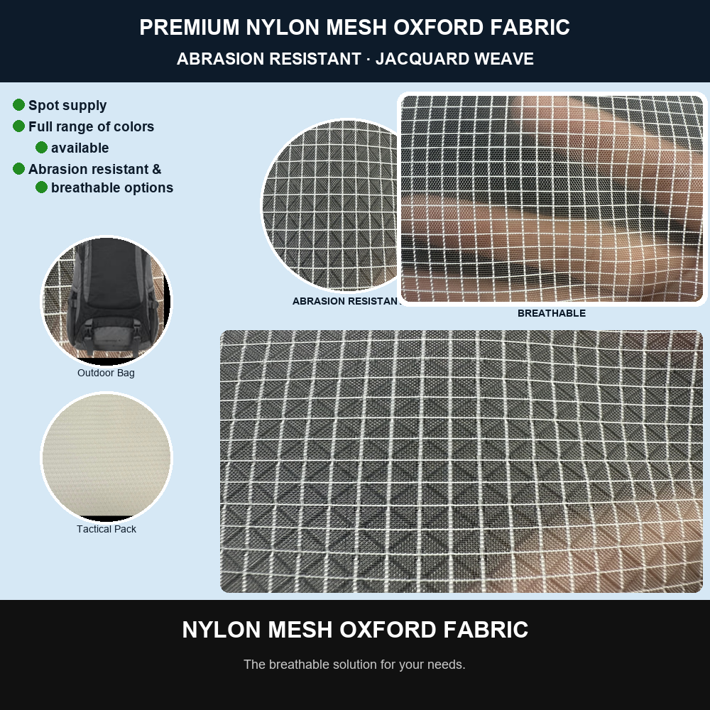 Wholesale Net Jacquard Abrasion-Resistant Nylon Oxford Fabric for Handbags Backpacks Luggage Tents Outdoor Supplies
