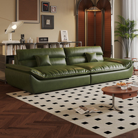 Sofá de Cuero Moderno para Sala de Estar, Estilo Vintage, para Apartamentos Pequeños, Diseño Simple con Acabado en Cera de Aceite, Ideal para Alquiler de Muebles para el Hogar