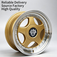 Ruedas FLowtone en Oferta, Borde Pulido 15x7/8.5 4x100/98 ET15 30, Llanta de Aleación Fundida de Cinco Radios para VW Golf Polo BMW E30 E36