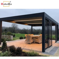 Heavy Duty Extérieur Hiver Étanche Noir En Aluminium Pergola Grand Électrique Preuve De Pluie Commercial En Métal Barbecue Grill Gazebo