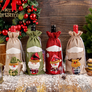 <span class=keywords><strong>Buon</strong></span> <span class=keywords><strong>natale</strong></span> in lino Santa Doll copertura della bottiglia di vino per le vacanze Hotel tavolo da pranzo cartone animato 3D Bundle Soft Mouth Bag - Product Image 2