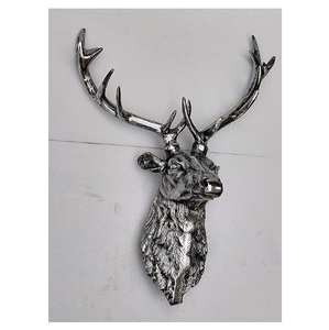 ประติมากรรมหัวกวางเรนเดียร์เขากวางเงินชุบนิกเกิลตกแต่งบ้านสวนสไตล์คริสต์มาสรูปปั้นกวางตกแต่งผนังงานฝีมือ - Product Image 2