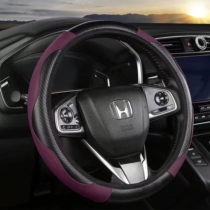 Leather + carbon braze dimensional purple