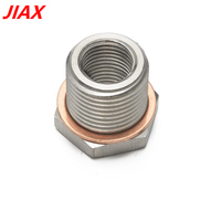 Adaptor Filter Bahan Bakar Universal M18*1.5 Ke M12*1.25 Sambungan Berulir Baja Tahan Karat Mesin CNC Presisi Tinggi dengan Gasket Tembaga