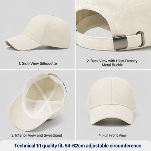 Casquette de baseball en coton peigné 6 panneaux, personnalisable avec logo OEM/ODM, vente en gros usine, streetwear uni, livraison immédiate, faible MOQ - Product Image 4