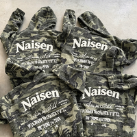 Sweat-shirt personnalisé brodé, imprimé sur toile, streetwear, coupe ample, zippé, oversize, effet vieilli, camouflage, veste de travail pour homme