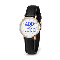 Montre Homme Personnalisable avec Logo, 40mm, Trois Options de Boîtier (Or Rose, Argent, Noir Mat, Cadran Blanc), Bracelet en Cuir pour Marquage d'Entreprise