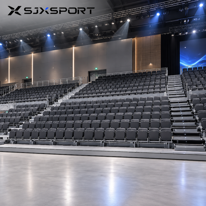 Stadium Base Model Compact Storage Telescopic Bleacher Rear Flip Seat for Training Base ...