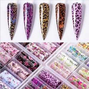 Lot de 10 rouleaux/boîte de stickers adhésifs 3D pour nail art, motifs floraux, transferts, fleurs, breloques, décalcomanies acryliques pour décorations d'ongles en plastique - Product Image 2