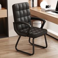 Chaise de bureau ergonomique moderne en cuir, réglable en hauteur, pour salle de réunion, salon, usage domestique, noire, idéale pour les longues sessions assises