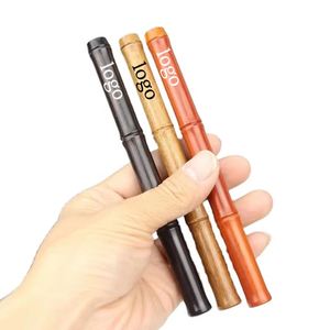 Stylo à bille rétro en bois de bambou avec logo personnalisé gravé pour homme et femme, stylo gel promotionnel en laiton - Product Image 1
