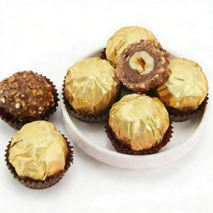 Prix d'usine en gros, bonbons au chocolat halal, friandises, boules de chocolat dorées, gaufrettes au chocolat croquant et solides <span class=keywords><strong>aux</strong></span> noisettes, cadeau de la Saint-Valentin - Product Image 5