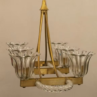 Lustre en verre de Murano monté sur du laiton Art Déco