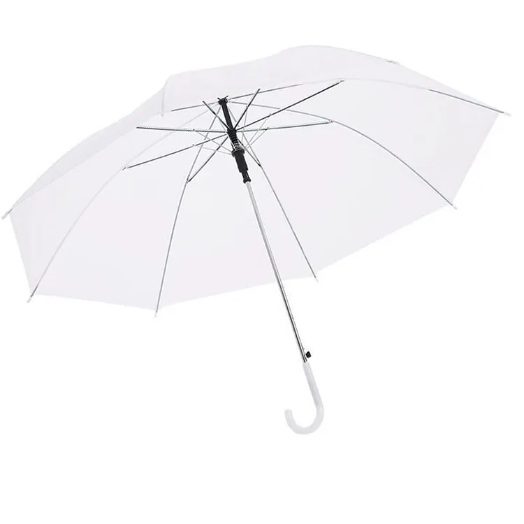 Parapluie POE Transparent, 23 pouces, poignée en plastique Transparent, blanc, 1 pièce