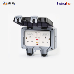 ปลั๊กไฟกันน้ำกลางแจ้งมาตรฐานอังกฤษ GFCI 2 ช่อง IP66 วัสดุ ABS ปลั๊กพ่วง - Product Image 1