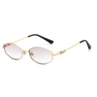 Lunettes de soleil ovales élégantes pour femmes, marque supérieure 2026, tendance, en métal, protection UV400, avec strass