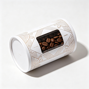 Luxury Rigid Cylinder Paper Can Transparent View <b>Window</b> Kraft Paper Tube Coffee Bean Packaging Box With Custom Size Option - Product Image 5