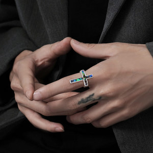 Changda 925 Sterling Silver Amulet Graduation <strong>Jewelry</strong> Men Wedding <strong>Unique</strong> Vintage Compass Pentacle Pentagram Ring - Product Image 6
