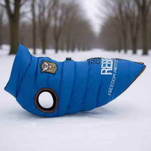 Manteau d'hiver chaud pour chien Saint-Malo avec harnais S 36 cm bleu - Product Image 3