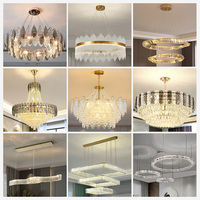 Rond Or Nordique Villa Salon Long Acier Lampes Suspendues Moderne De Luxe Grand LED Escalier K9 Lustre En Cristal Pendentif Lumières