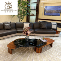Ensemble de canapé d'angle en cuir de luxe moderne BS, fauteuil d'appoint, table basse, meuble TV, mobilier de salon italien pour villa