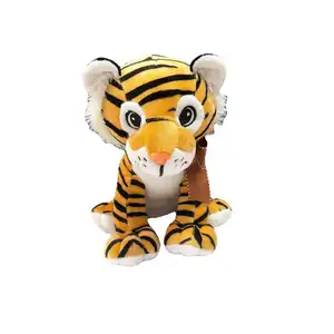 फ़ैक्टरी मूल्य आलीशान खिलौना प्यारा भरवां बाघ लाल दुपट्टे के साथ बच्चों के उपहार के लिए सांता टोपी में कृत्रिम आलीशान खिलौना बाघ
