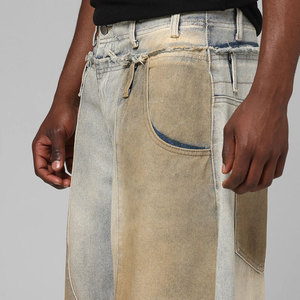 Jean baggy YUCE de haute qualité, style vintage, délavé, effet usé, streetwear, pour homme - Product Image 3