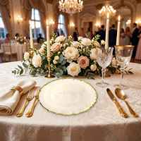 Assiettes de présentation en verre à bord doré blanc pour événements, fêtes, mariages, dîners et décoration