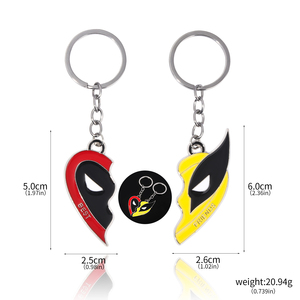Vente en gros pendentif meilleur ami porte-clés couple <span class=keywords><strong>coeur</strong></span> <span class=keywords><strong>brisé</strong></span> <span class=keywords><strong>film</strong></span> Marvel Wolverine amour porte-clés chaînes de voiture - Product Image 2
