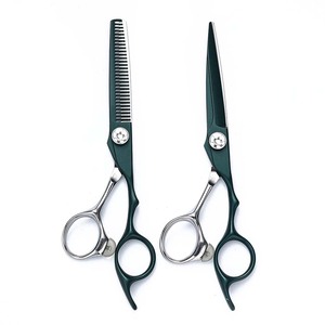 Hairdressing Scissors Set 6 Inch 9Cr13 Stainless Steel Professional Haircut Shears Dark Green Silver Handle - Product Image 1