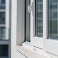 Fenêtres à battant en verre à double vitrage de conception moderne, portes et fenêtres en acier en plastique PVC résistant à la chaleur