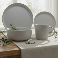 Service de vaisselle classique de luxe en céramique blanche, assiettes et bols, résistant au micro-ondes, au lave-vaisselle et au four, résistant à la chaleur, anti-fuite