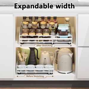 Organizador de Especias Extensible y Resistente para Gabinetes de Cocina, Estante Deslizable para Almacenamiento en Gabinetes - Product Image 3