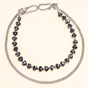 โซ่คล้องกางเกงแบบสองชั้นประดับลูกปัด ลายหัวใจสาดหมึกสีดำ โซ่คาดเอวโลหะผสมสังกะสี สไตล์ฮิปฮอปลำลอง - Product Image 6