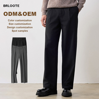 Pantalon décontracté personnalisé pour homme – Teint uni, respirant, anti-boulochage, taille mi-haute, coupe droite – Idéal pour le travail