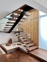 Escalier flottant double mono-équerre 2026, escalier de loft, escalier intérieur en acier droit, design élégant