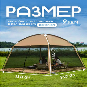 Auvent d'extérieur 330x330x240cm, tente à ouverture automatique rapide pour camping, cour, plage, pique-nique - Product Image 5