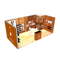 Stand d'exposition portable 10x20 pieds en alliage d'aluminium avec support de vêtements personnalisé, outil publicitaire et conception de boîte à lumière gratuite pour salon professionnel