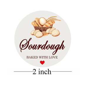Étiquettes autocollantes pour pain au levain, rondes, 2 pouces, en papier, pour emballage, design « Baked With Love » - Product Image 2