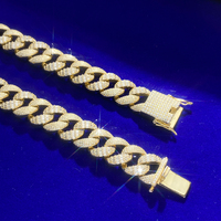 Joyería Hip Hop Fina, Chapada en Oro, 16 mm, con Diamantes Moissanite, Cadena Cubana de Plata de Ley 925