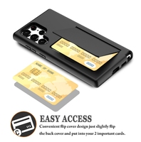 GSCASE Dompet geser penutup saku kartu kredit ID tempat uang tunai lapisan ganda casing ponsel keras untuk Samsung Galaxy S24 Ultra