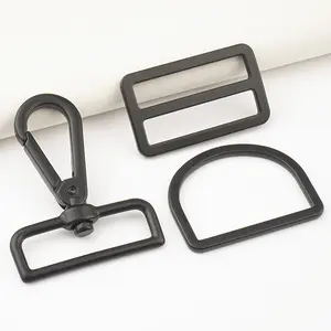 Wholesale Custom Bag Accessories 38mm Adjustable Buckle 1 1/2 Inch Black Flat D Ring 1.5" Bag Swivel Snap Hook for Handbag