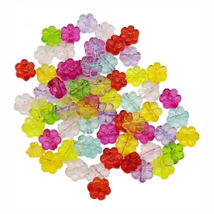 500g Transparent Acrylic Flowers Loose Spacer Bead for Necklace Bracelet Colorful DIY Jewelry Making Accessories with hole