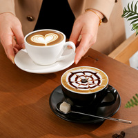 Ensemble de tasses et soucoupes à café et thé en céramique mat 300ml 220ml 75ml, style européen, pour latte, compétition d'espresso, café, design luxe léger