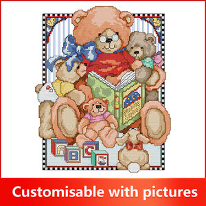 NKF <span class=keywords><strong>abuela</strong></span> oso Lee patrón impreso Kits de punto de cruz decoración del hogar Juegos de bordado <span class=keywords><strong>Kit</strong></span> de ganchillo - Product Image 2