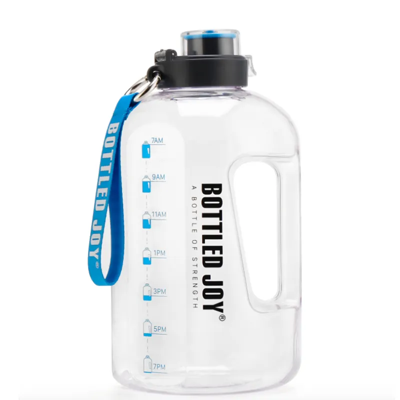 Bouteilles d'eau en plastique de grande capacité avec logo personnalisé, carafe de gymnastique, demi-gallon de motivation, 2,2 l, 1 gallon