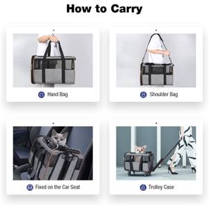 एयरलाइन ने पर्यावरण के अनुकूल ऑक्सीफोर्ड सॉफ्ट-पक्षीय पालतू कैरियर बिल्लियों कुत्तों के लिए टेलीस्कोपिक हैंडल जिपर को मंजूरी दी - Product Image 5