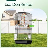 Cage à oiseaux mobile avec dôme, support à roulettes, étagère de rangement, perchoirs en bois et accessoires de jeu pour diverses espèces de perroquets